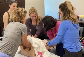 Our midwifery students perform simulations in an office-like setting, a home birth room, a hospital birth room, and a birthing center setting.