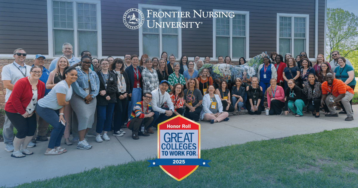 A group of Frontier Nursing University faculty and staff standing outside.