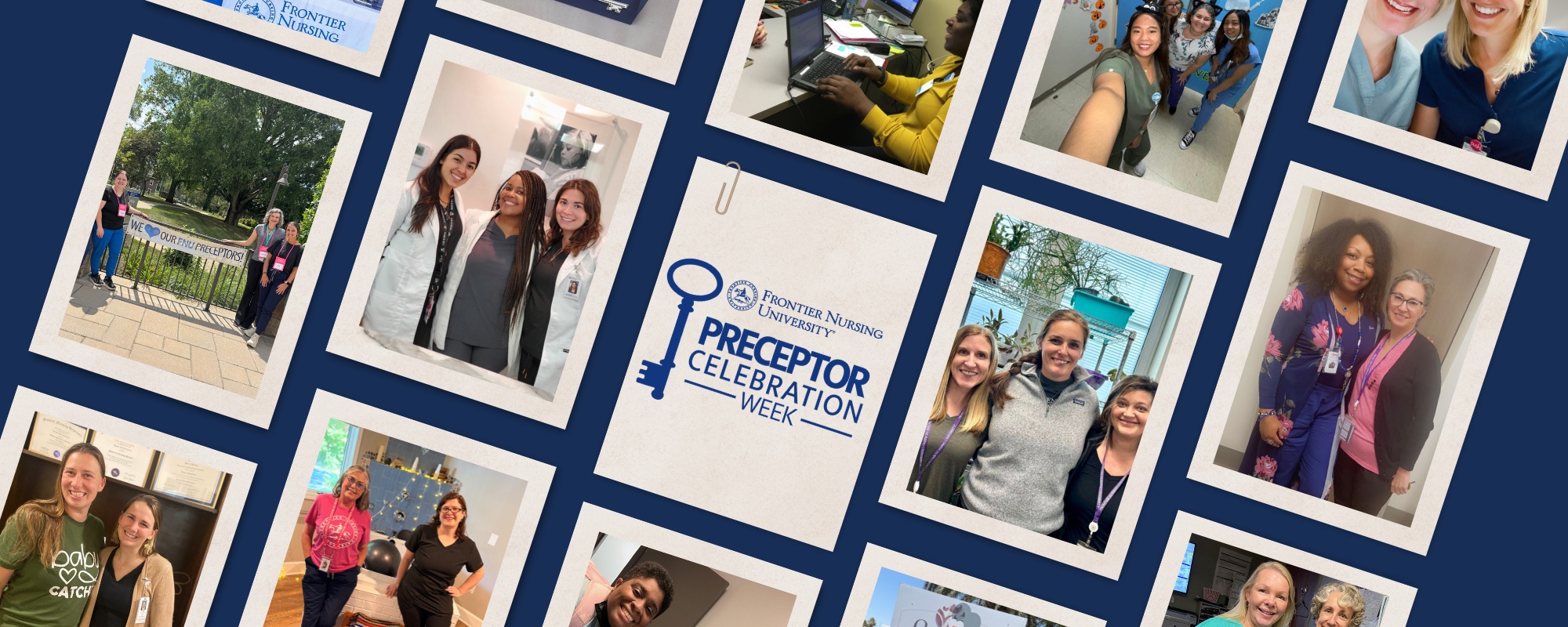Preceptor Celebration Week Web Header featuring Polaroid-style photos of preceptors and students